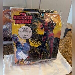 Halloween Harley Quinn Jumpsuit 2 Pc Cosplay Costume w/accessories Large 10/12